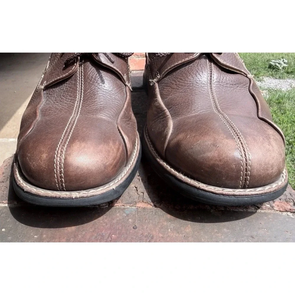 Johnson And Murphy Leather Dress Shoes Mens 9.5  Brown Sheepskin Lace‎ Up